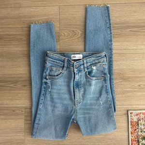 Zara Vintage High Rise Skinny Jeans - blue